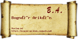 Bognár Arikán névjegykártya